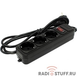 Exegate EX221176RUS Сетевой фильтр Exegate SP-3-1.8B (3 розетки, 1.8м, евровилка, черный)