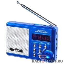 Perfeo мини-аудио Sound Ranger, FM MP3 USB microSD In/Out ридер, BL-5C 1000mAh, синий (PF-SV922BLU) [PF_3183]