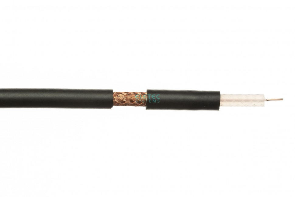Кабель коаксиальный RG-59 B/U MIL17  экран 112%, черный, 500 м